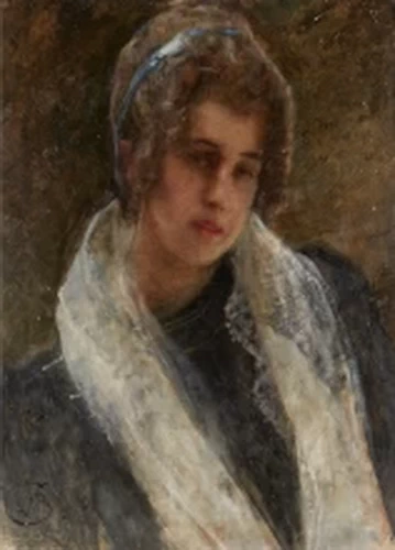 Giovane donna con il nastro blu